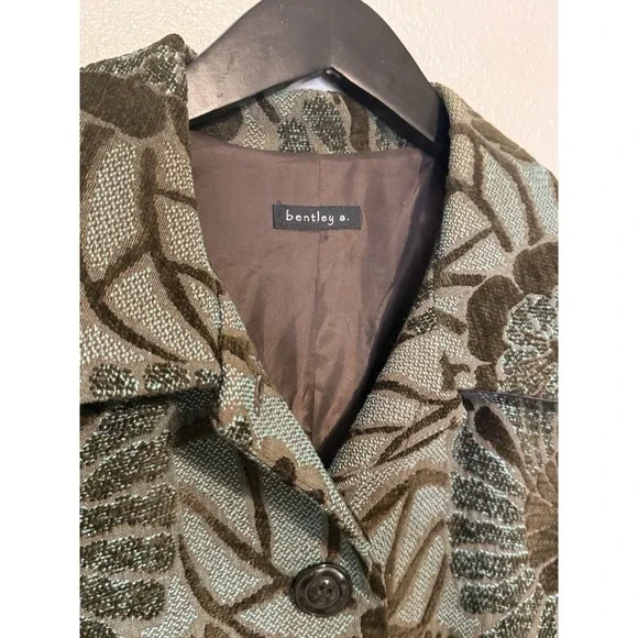 Vintage Bentley a Floral Brocade Jacket Women's Size Medium Brown Blue Textured - Picture 4 of 7